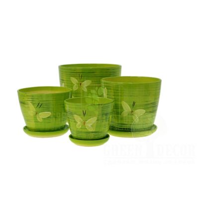 Керамічні вазони Горщик Premium Венус Метелик салатовий від Ekoceramika |Green Decor