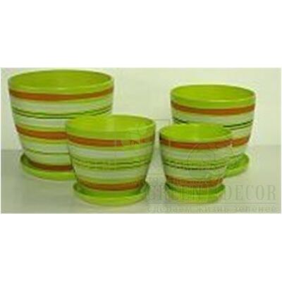 Керамічні вазони Горщик Premium Венус Салатовий в смужку від Ekoceramika |Green Decor