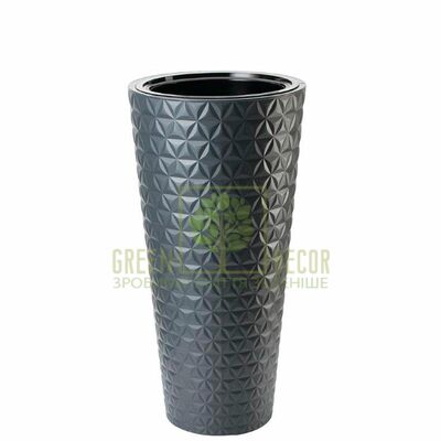 Диамант 3D Горшок ДИАМАНТ СЛИМ-30 антрацит от Form-Plastic |Green Decor