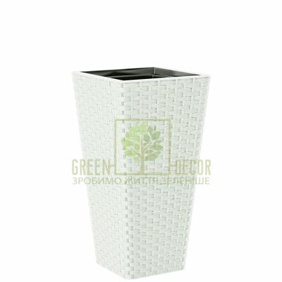 Ротанг Горщик РОТАНГ СЛІМ КВАДРО-30 білий від Form-Plastic |Green Decor