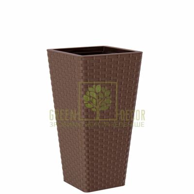 Ротанг Горщик РОТАНГ СЛІМ КВАДРО-30 коричневий від Form-Plastic |Green Decor