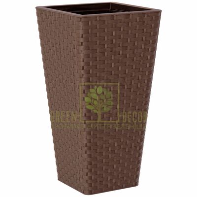 Ротанг Горщик РОТАНГ СЛІМ КВАДРО-40 коричневий від Form-Plastic |Green Decor